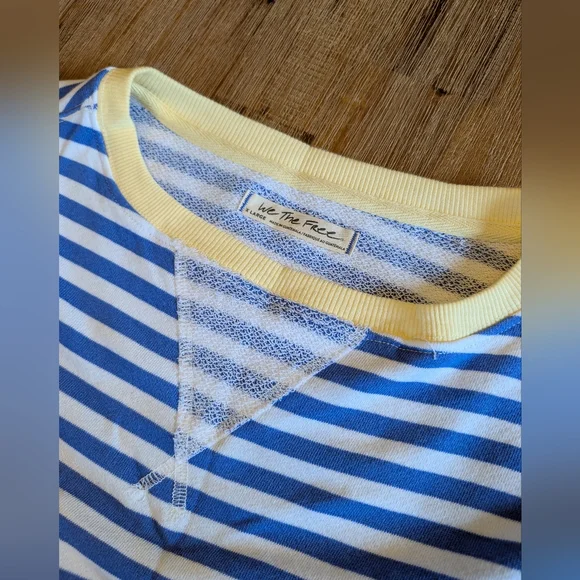 WE THE FREE Free People Classic Pullover Sweatshirt in Blue Combo Size XL - Picture 11 of 14
